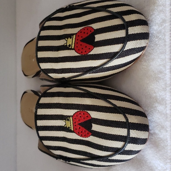 Talbots | Women's Lady Bugs Black/White Gold Stripes Slip-On Mules Sz 7M - Picture 3 of 10